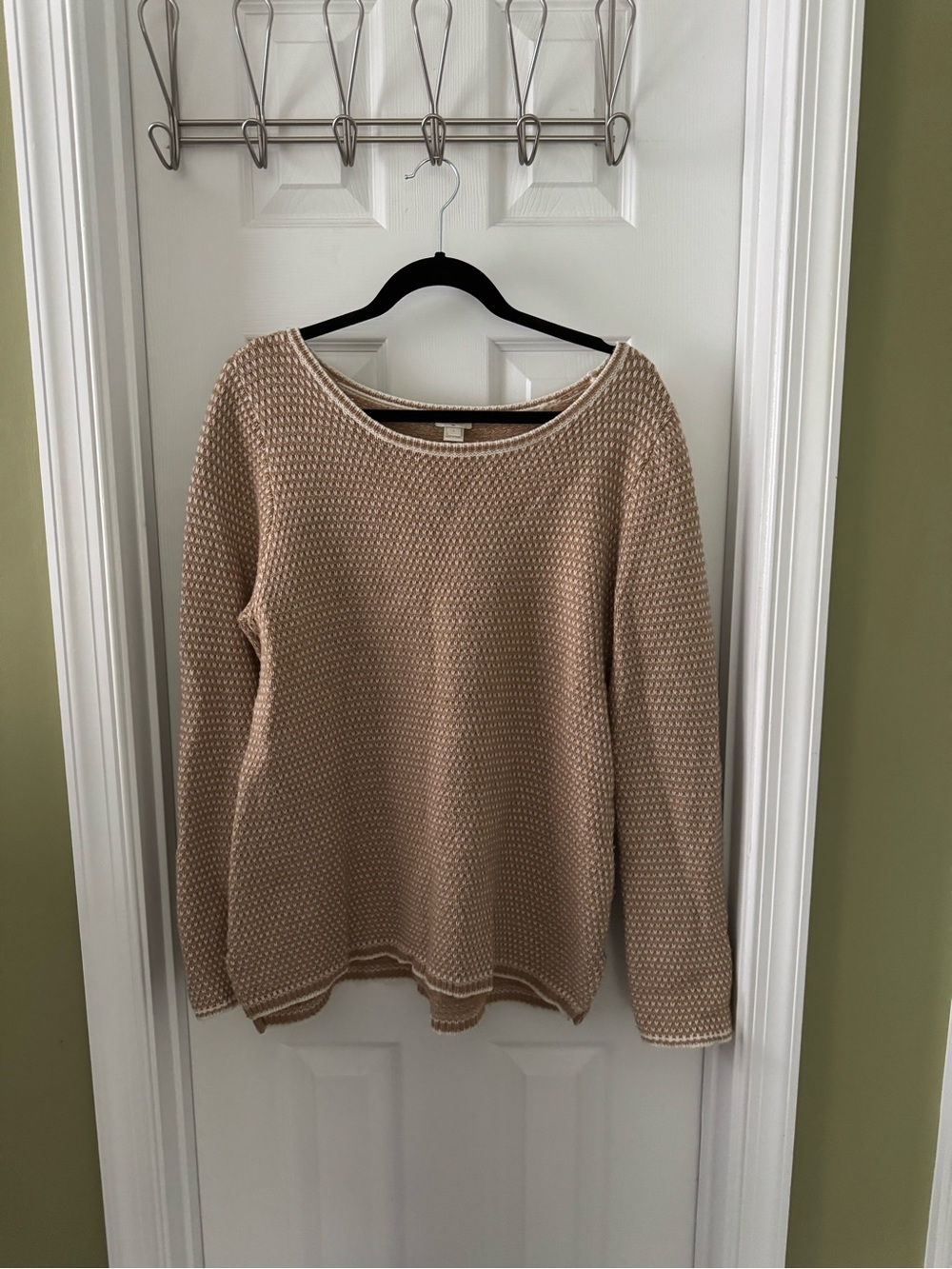 J. Crew Cream Textured Scoop-Neck Sweater
